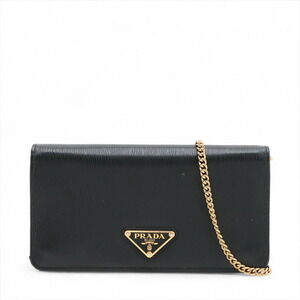 Prada Vitello Move Leather Chain Wallet Bag Black